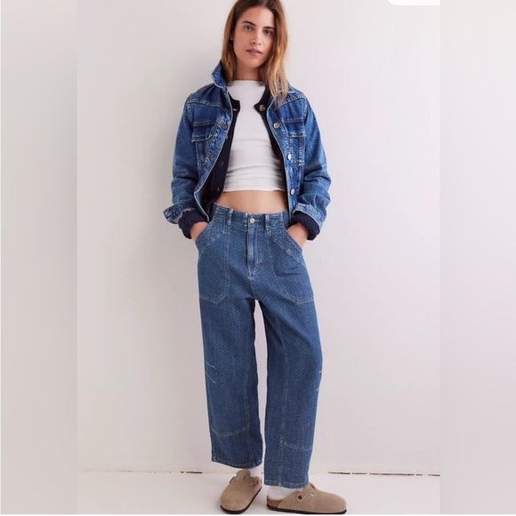 Free People Midnight Voyage Harem Barrel Crop Jeans - Picture 1 of 16